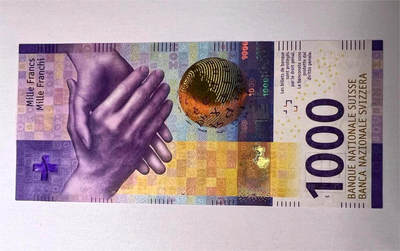 【Blue Auction】✨世界纸币精拍第505期【精】 - 【无47】瑞士 2017年1000法郎 手版 AU+ （中间有压痕）