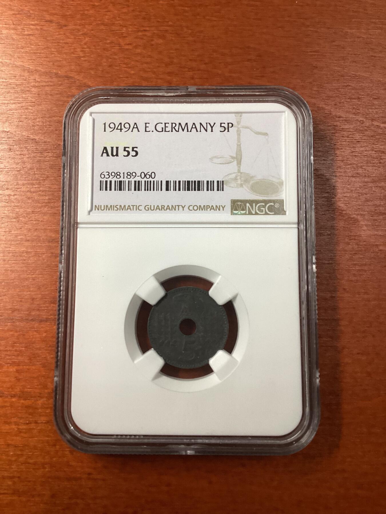 长老汇龙年精选第九场拍卖 1940A德占领土发行的5芬尼中孔锌币，NGC AU55，更高分10枚，NGC原来的标注有错误