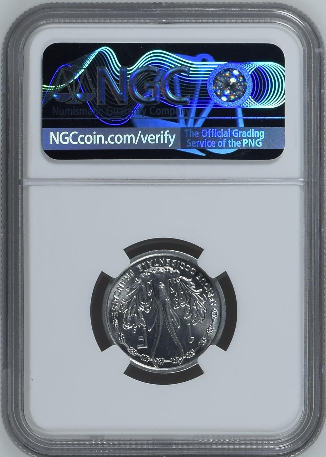 长老汇龙年精选第八场拍卖 1948 法属西非1法郎铝币，NGC MS65，更高1枚