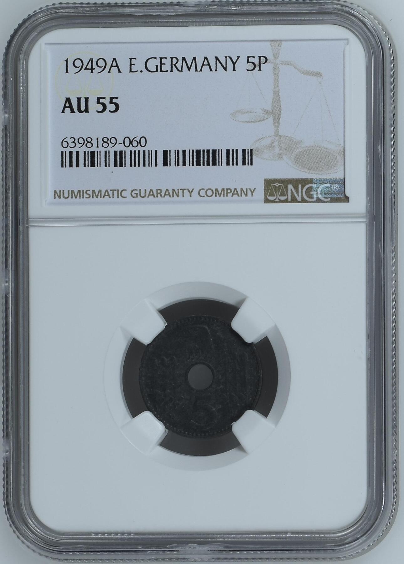 长老汇龙年精选第九场拍卖 1940A德占领土发行的5芬尼中孔锌币，NGC AU55，更高分10枚，NGC原来的标注有错误