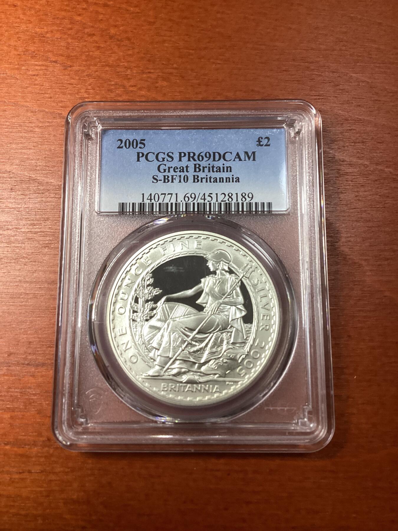 长老汇龙年精选第八场拍卖 2005 英国不列颠女神2英镑精制银币，PCGS PR69DCAM，更高1枚，发行1539枚，2012eBay同分成交价1700多元
