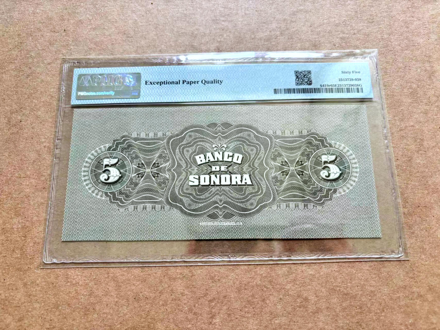 【Blue Auction】✨世界纸币精拍第506期【精】 墨西哥 1897-1911年5比索 PMG65EPQ 绝品 小天使 小女孩 执剑女神 ABNC出品 