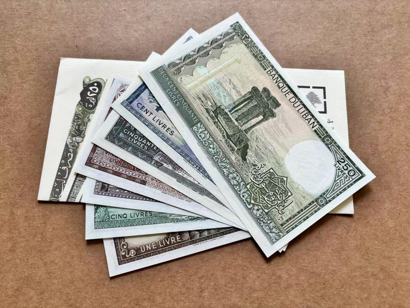 【Blue Auction】✨世界纸币精拍第506期【精】 【带册 一组7张】黎巴嫩 1980-88年1-250里弗 全新UNC 古迹