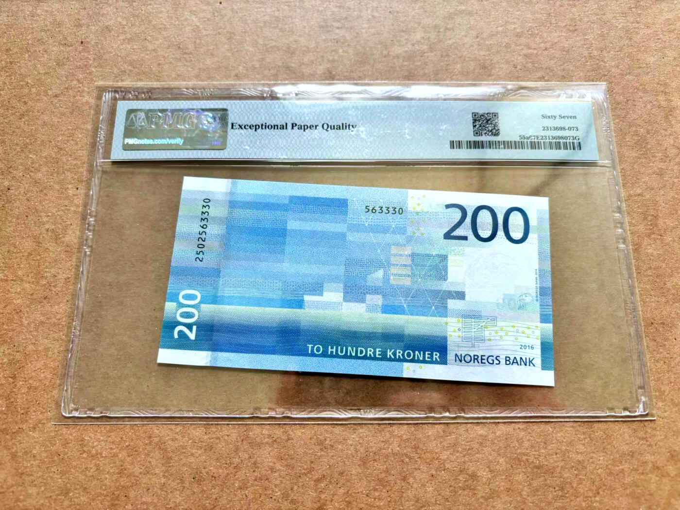 【Blue Auction】✨世界纸币精拍第506期【精】 【无47】挪威 2016年200克朗 PMG67EPQ 高分