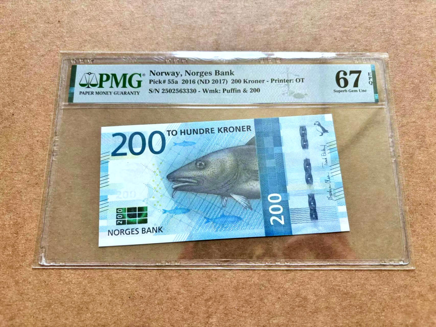 【Blue Auction】✨世界纸币精拍第506期【精】 【无47】挪威 2016年200克朗 PMG67EPQ 高分