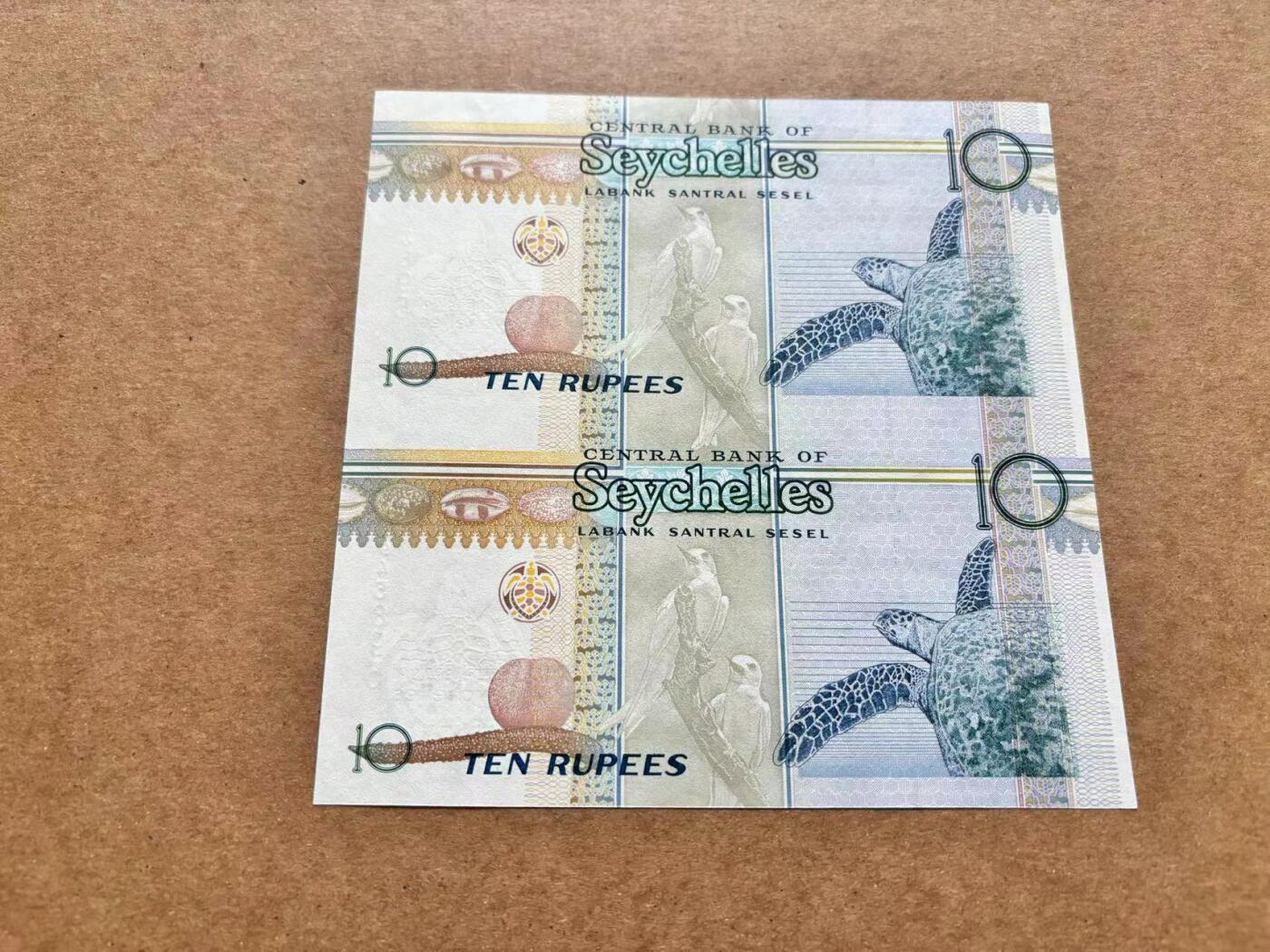 【Blue Auction】✨世界纸币精拍第506期【精】  塞舌尔 2013年10卢比 连体纪念钞 全新UNC