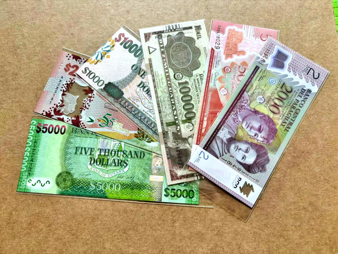 【Blue Auction】✨世界纸币精拍第506期【精】 【一组6张】巴拉圭、圭亚那不同版本纸币一组 全新UNC