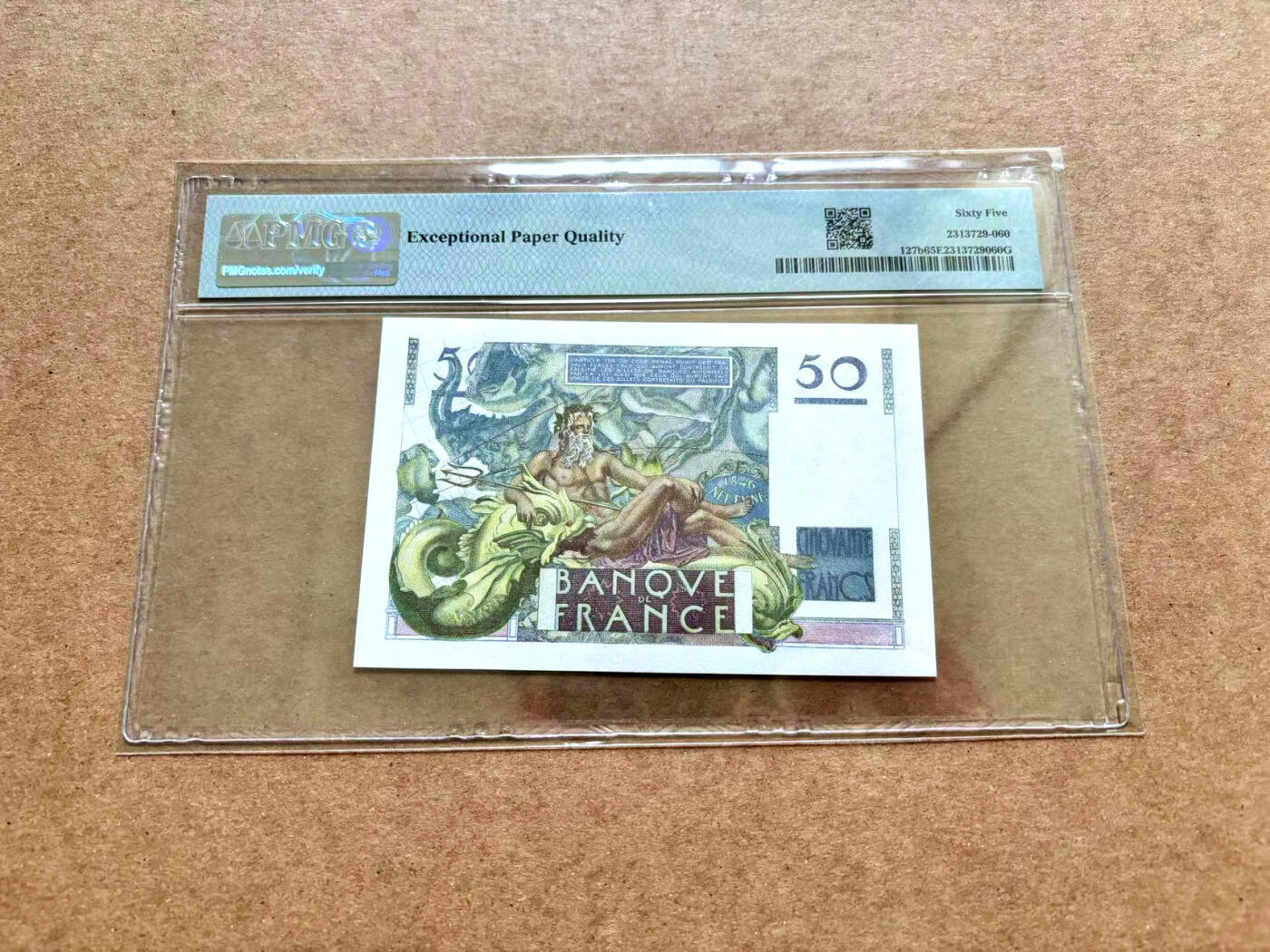 【Blue Auction】✨世界纸币精拍第506期【精】 【无47】法国 1947年50法郎 PMG65EPQ 海王