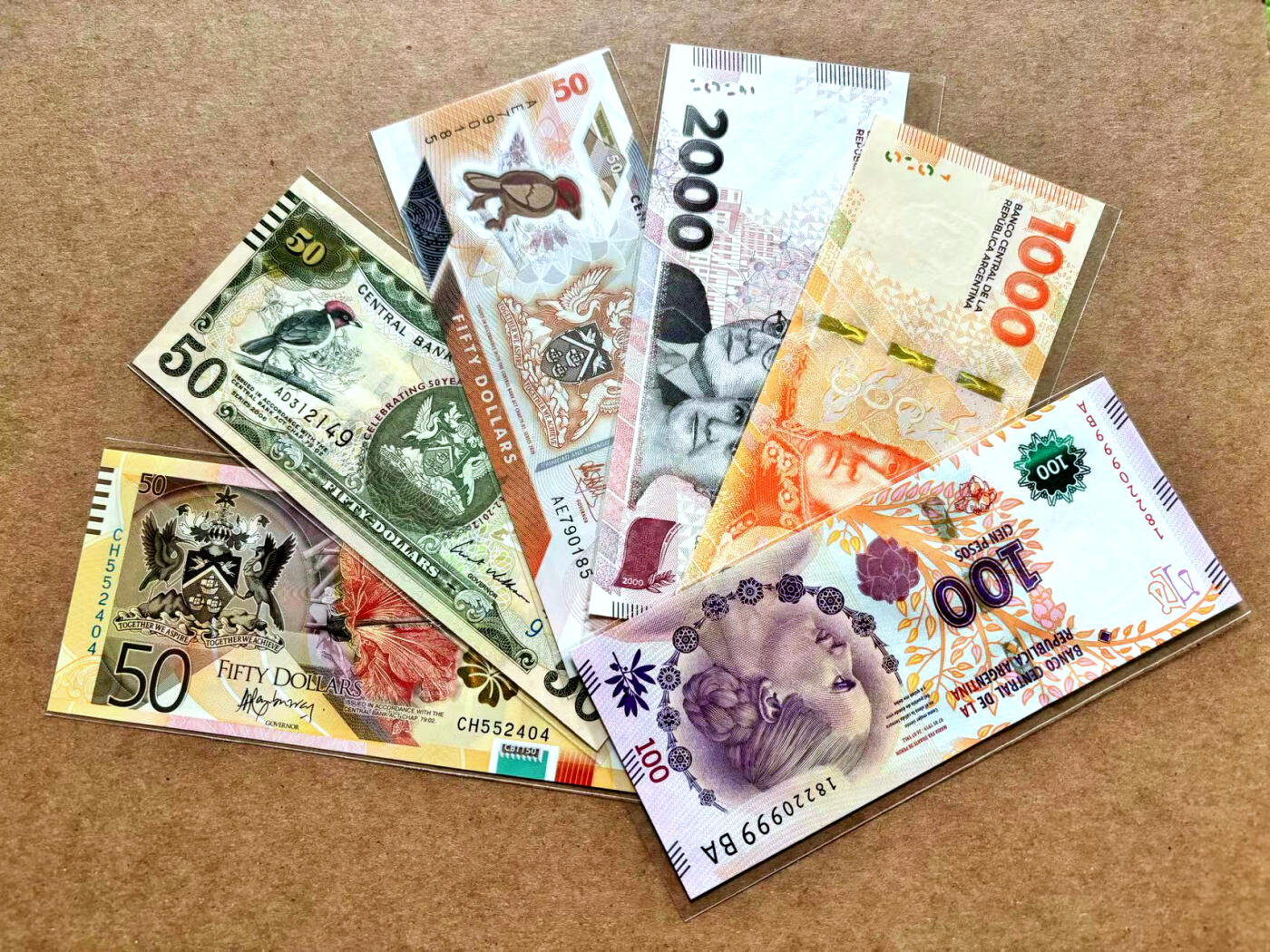 【Blue Auction】✨世界纸币精拍第506期【精】 【一组6张】阿根廷、特立尼达和多巴哥纸币一组 全新UNC