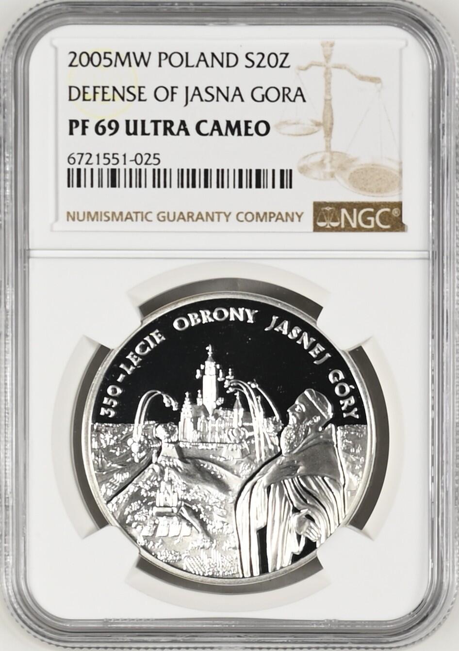 长老汇龙年精选第九场拍卖 2005MW 波兰 雅斯纳古拉城防守战20兹罗提精制银币，NGC PF69UC，更高分11枚