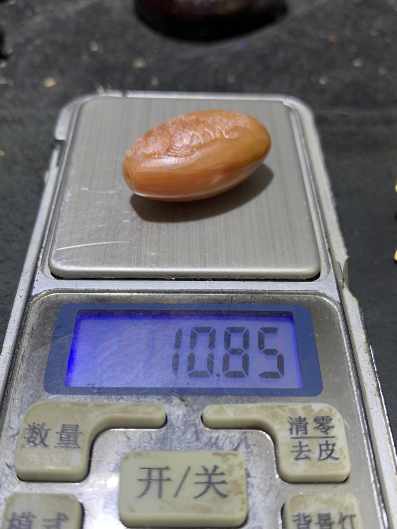 精美亚光气泡纹战国红玛瑙手工雕刻富贵有鱼勒子一个，