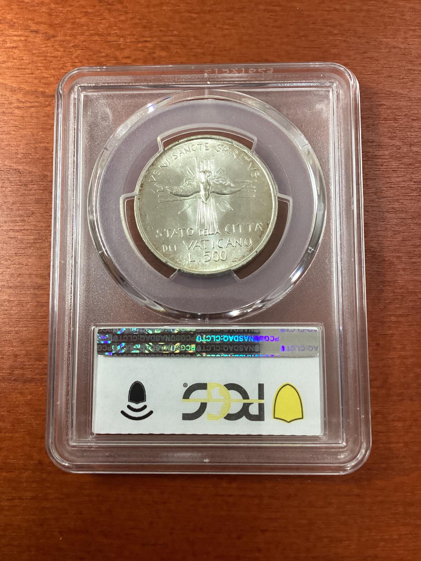 长老汇龙年精选第九场拍卖 1978  梵蒂冈教皇缺位500里拉银币，PCGS MS65，类型二