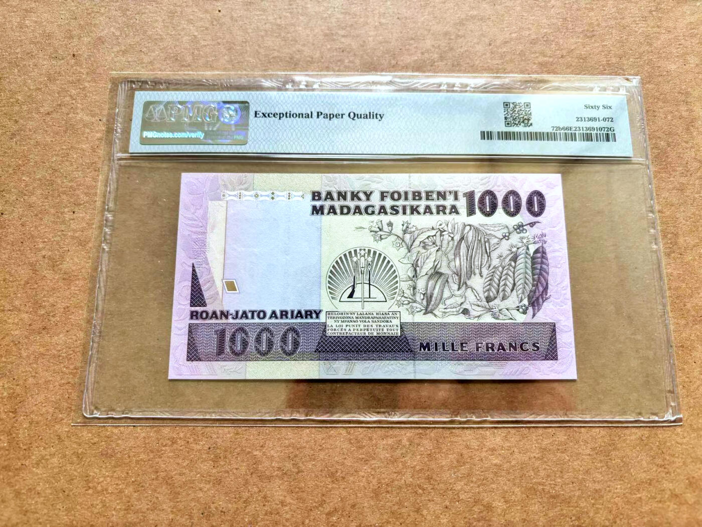 【Blue Auction】✨世界纸币精拍第506期【精】 马达加斯加 1988-93年1000法郎 PMG66EPQ 