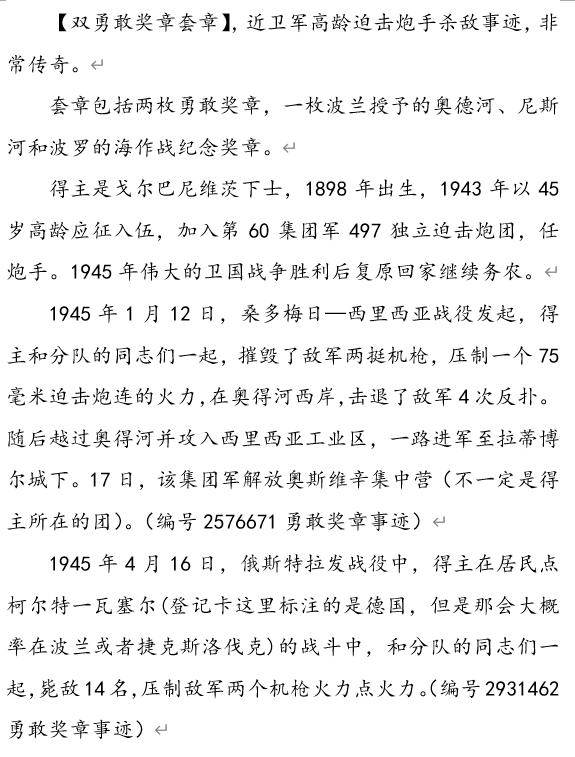 双勇敢奖章加奥得河纪念章套章