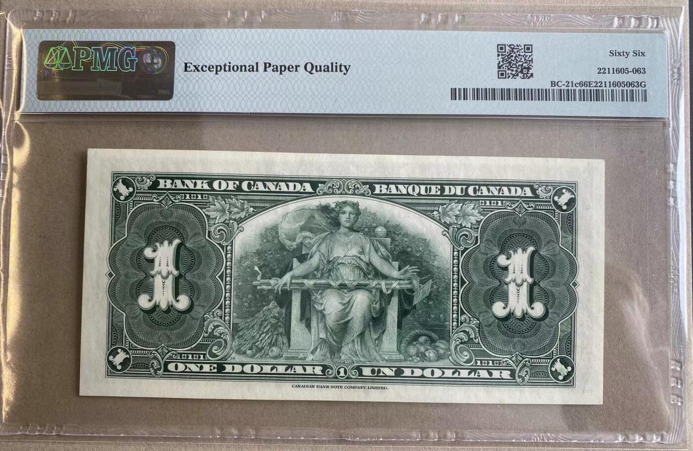 【Blue Auction】✨世界纸币精拍第506期【精】 【无47】加拿大 1937年1元 PMG66EPQ 英王乔六 背面丰收女神