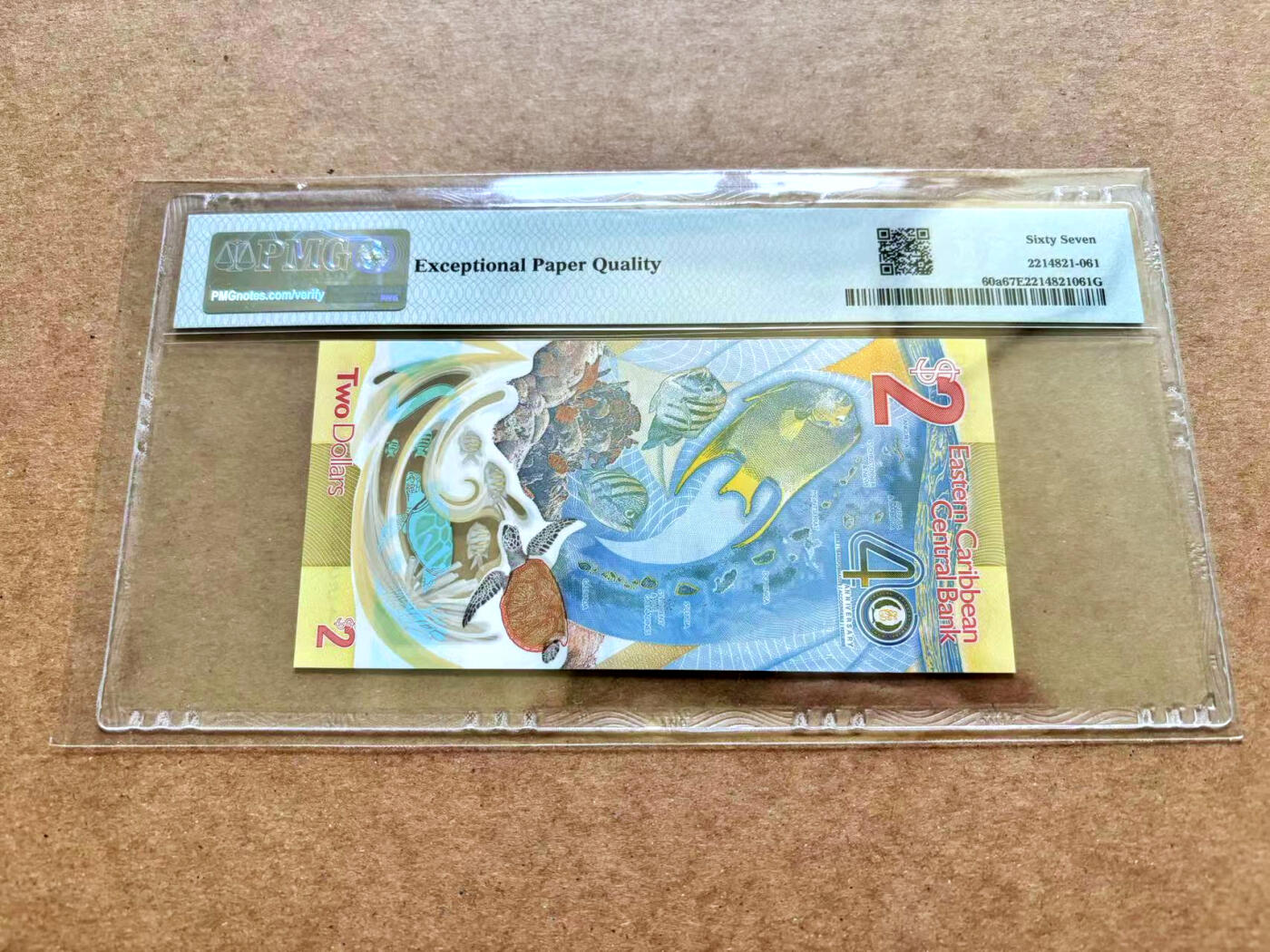 【Blue Auction】✨世界纸币精拍第506期【精】 【AA冠无47 获奖钞】东加勒比 2023年2元 PMG67EPQ 高分