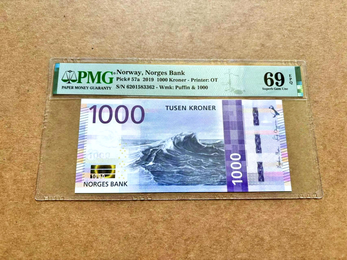 【Blue Auction】✨世界纸币精拍第506期【精】 【冠军分 无47】挪威 2019年1000克朗 PMG69EPQ 近满分 