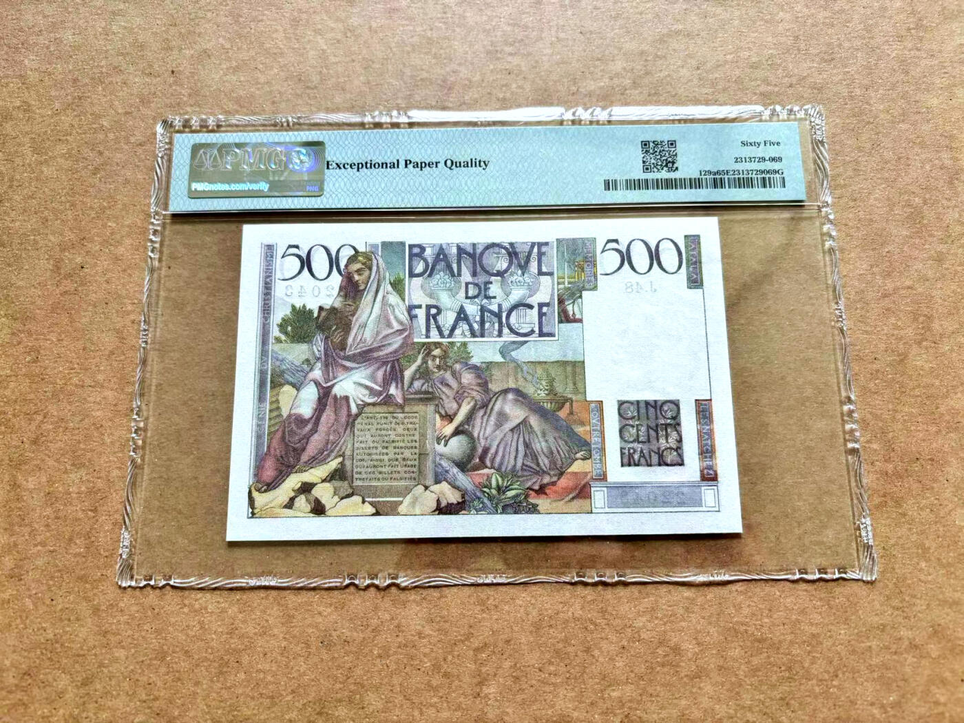 【Blue Auction】✨世界纸币精拍第506期【精】  法国 1945年500法郎 PMG65EPQ 夏多布里昂 精美 