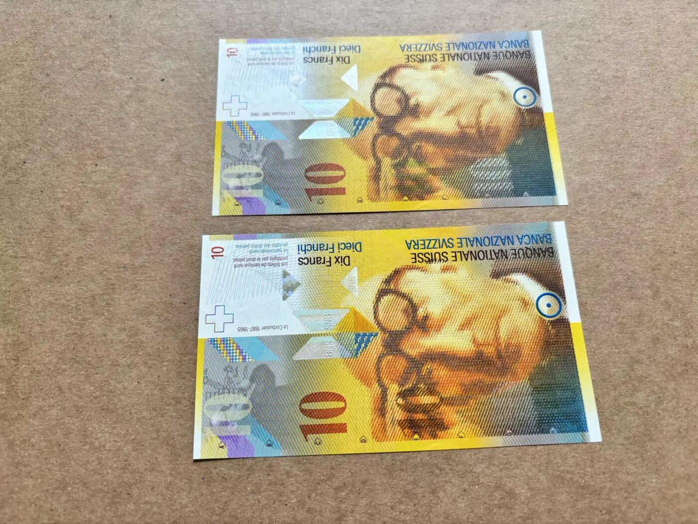 【Blue Auction】✨世界纸币精拍第506期【精】 【一组2张 A冠&B冠无47】瑞士 2013年10法郎 全新UNC