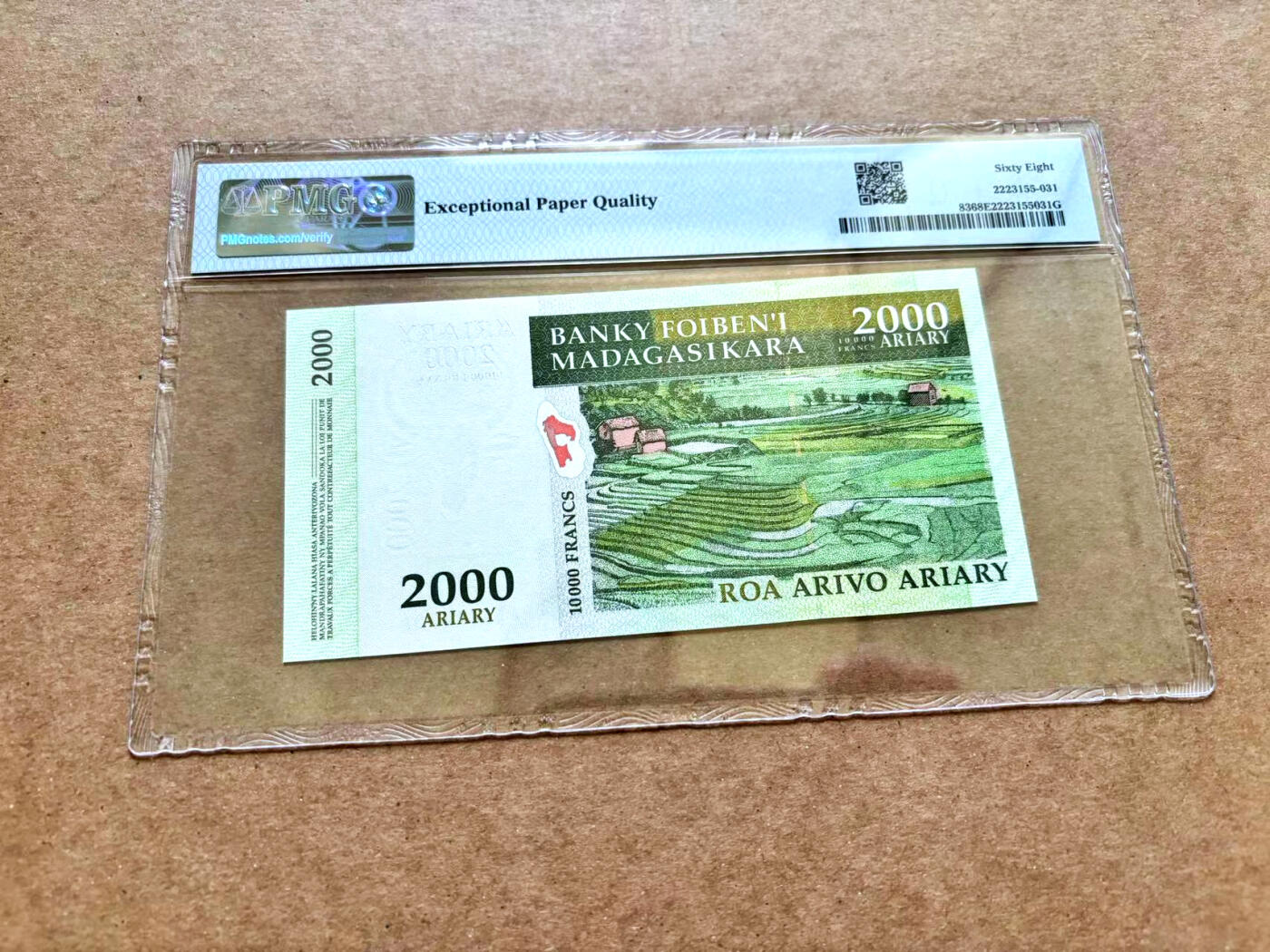 【Blue Auction】✨世界纸币精拍第506期【精】 【冠军分 AA冠无47】马达加斯加 2003年2000阿利亚里 PMG68EPQ 超高分