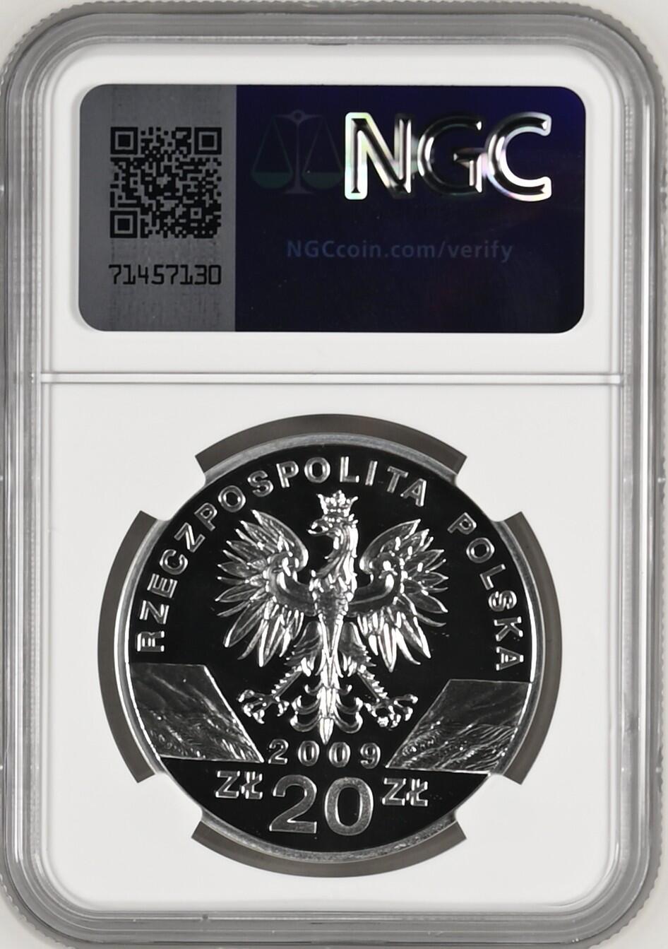 长老汇龙年精选第九场拍卖 2009MW波兰世界动物之欧洲绿蜥 20兹罗提精制银币，NGC PF69UC