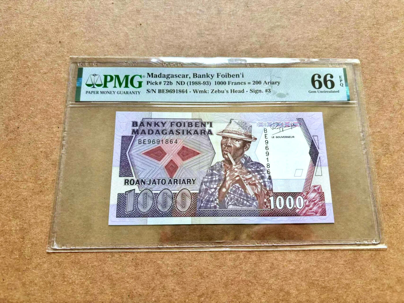 【Blue Auction】✨世界纸币精拍第506期【精】 马达加斯加 1988-93年1000法郎 PMG66EPQ 