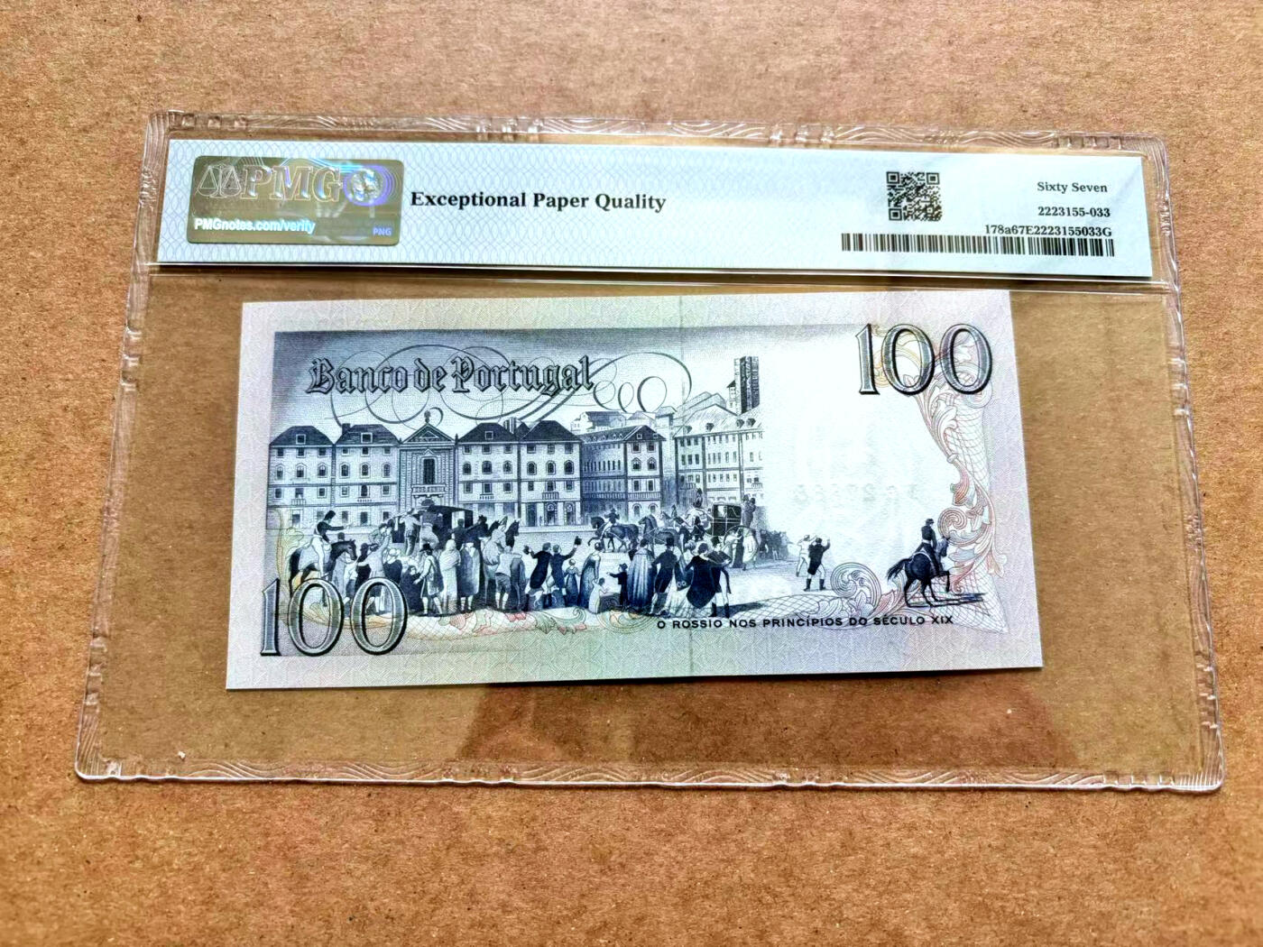 【Blue Auction】✨世界纸币精拍第506期【精】 【88尾】葡萄牙  1980年100埃斯库多 PMG67EPQ 高分 背面大场景