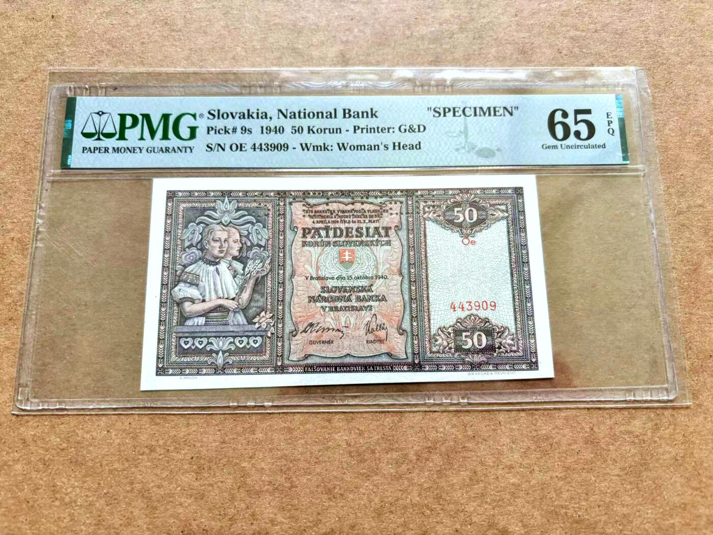 【Blue Auction】✨世界纸币精拍第506期【精】 斯洛伐克 1940年50克朗 PMG65EPQ 样钞