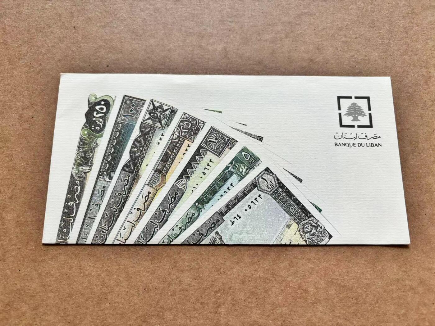 【Blue Auction】✨世界纸币精拍第506期【精】 【带册 一组7张】黎巴嫩 1980-88年1-250里弗 全新UNC 古迹