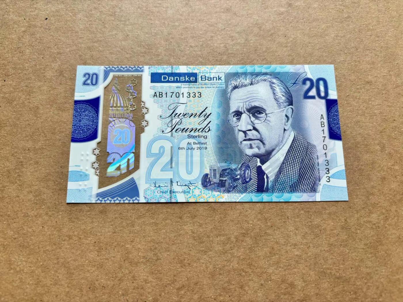 【Blue Auction】✨世界纸币精拍第506期【精】 【333豹子号】北爱尔兰 2019年20镑 全新UNC