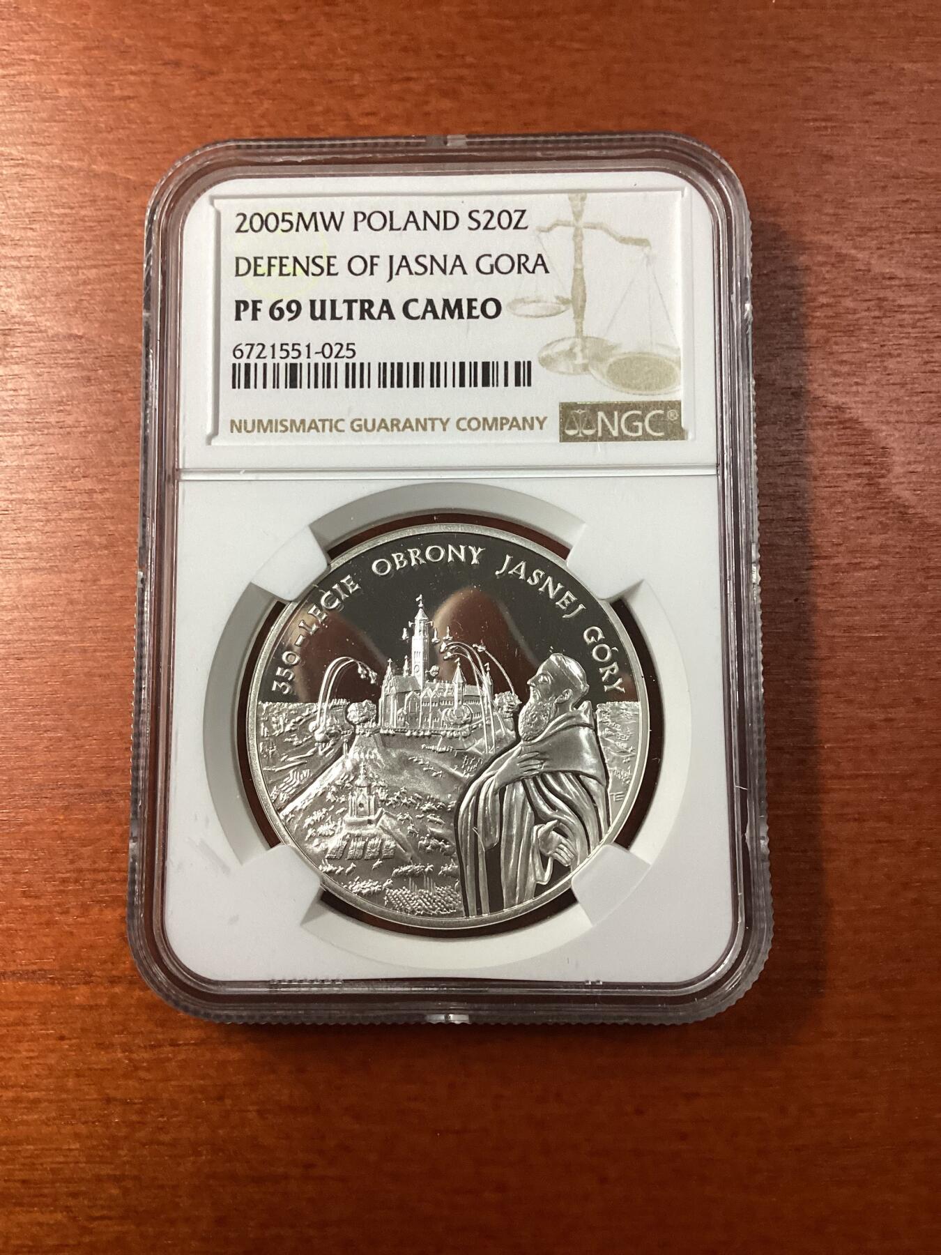 长老汇龙年精选第九场拍卖 2005MW 波兰 雅斯纳古拉城防守战20兹罗提精制银币，NGC PF69UC，更高分11枚