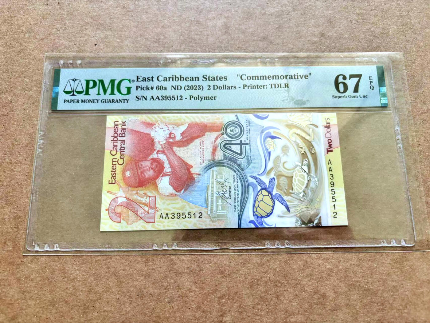 【Blue Auction】✨世界纸币精拍第506期【精】 【AA冠无47 获奖钞】东加勒比 2023年2元 PMG67EPQ 高分