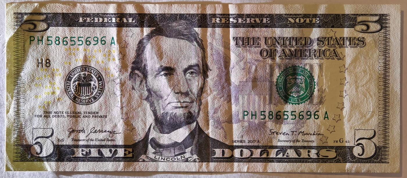 紫瑗钱币——第387期拍卖——纸币场 美国 2017年 H版 A序列 亚伯拉罕·林肯 5美元 彩色版 流通品