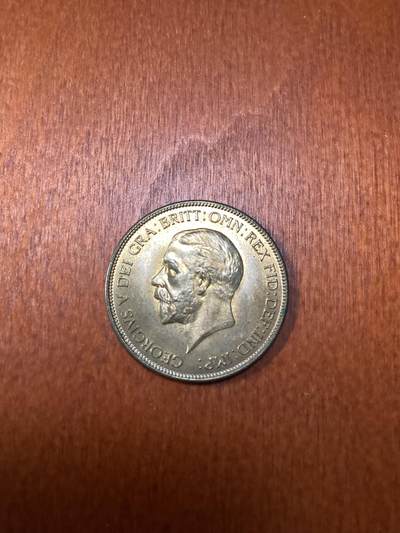 长老汇龙年精选第十场拍卖 - 1935英国乔治五世1便士铜币，原光，可评级，这枚普遍透打