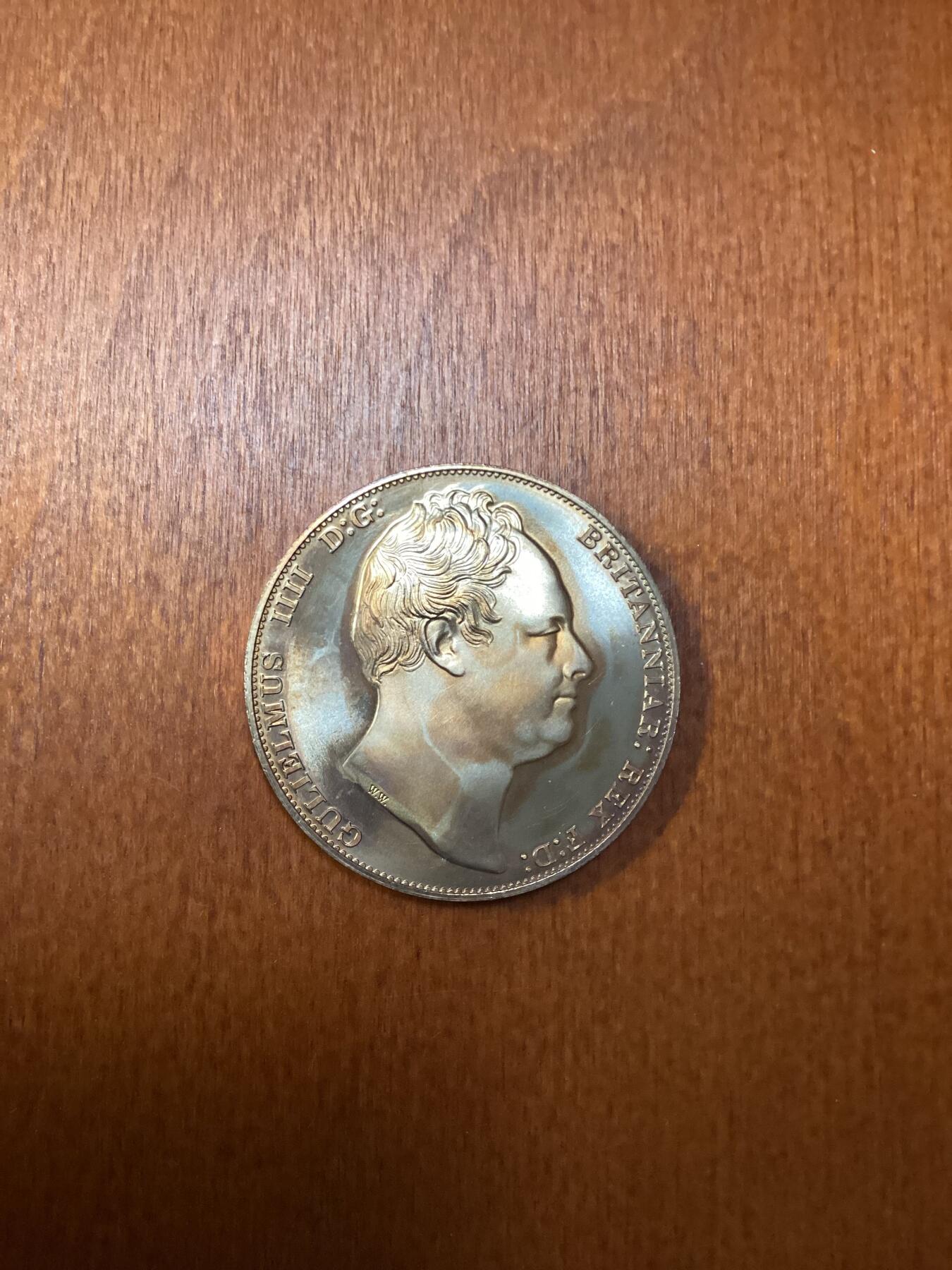 长老汇龙年精选第十场拍卖 1837英国威廉四世1克朗马剑精制铜币，五彩色