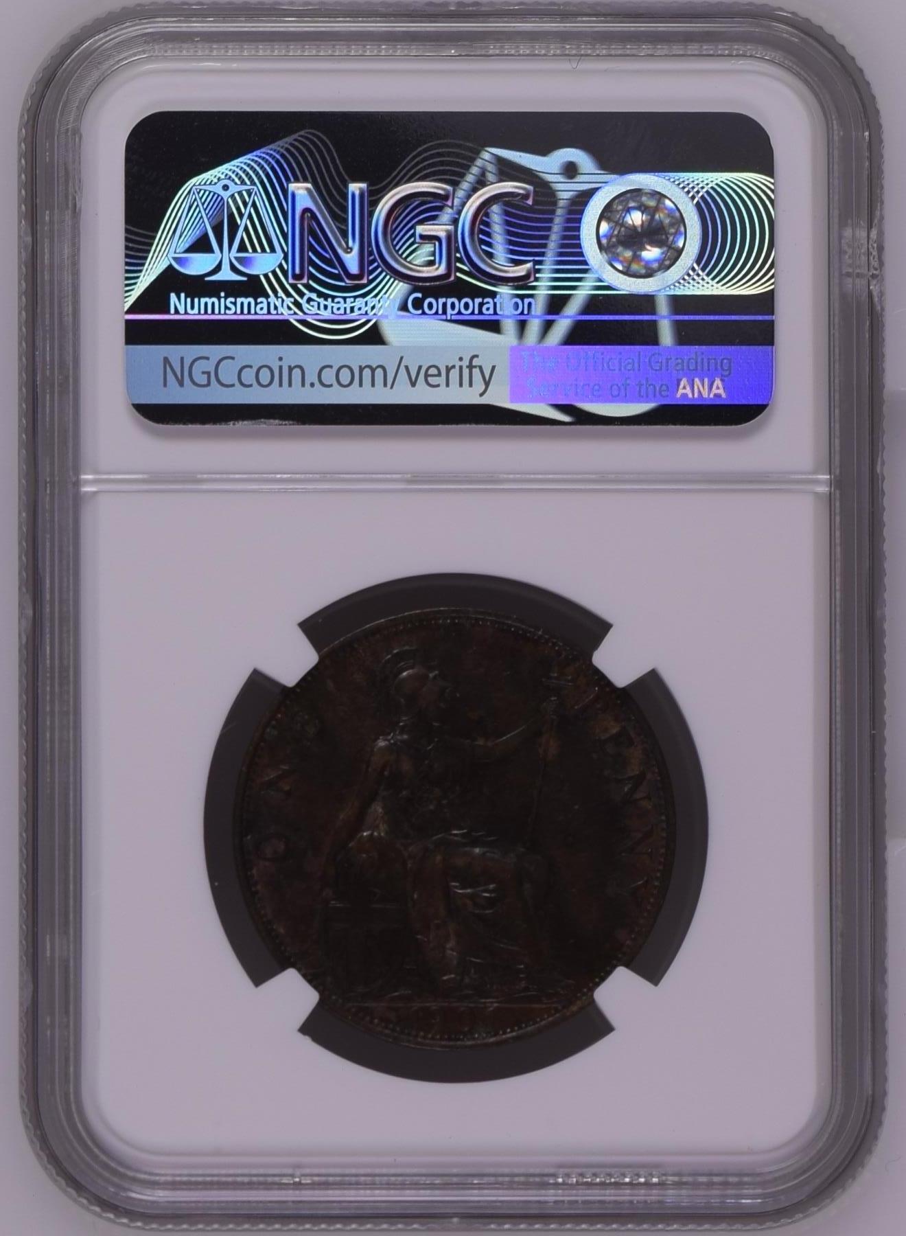 长老汇龙年精选第十场拍卖 1901 英国维多利亚1便士铜币，NGC MS62BN，关门币