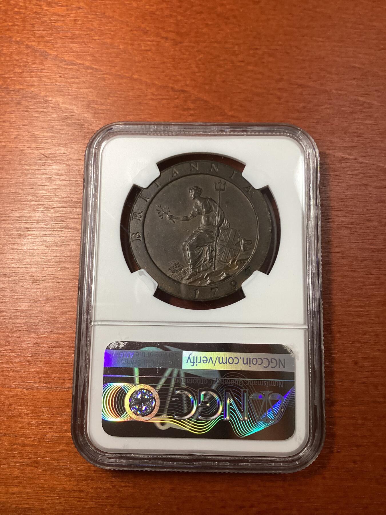 长老汇龙年精选第十场拍卖 1797SOHO 英国乔治三世车轮一便士大铜币，NGC MS61BN，SOHO厂出品，现在工业的杰作