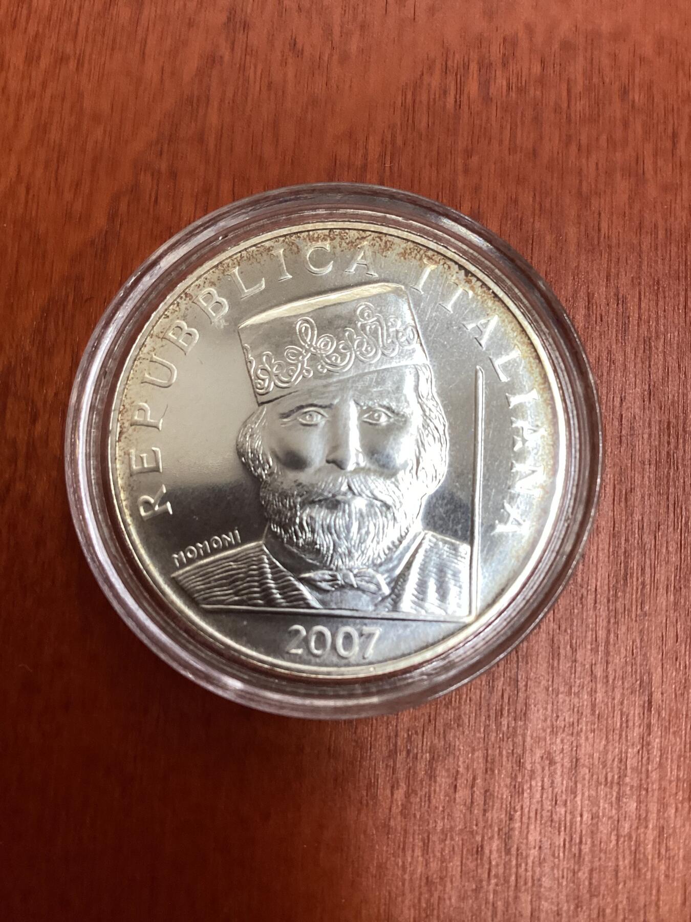 长老汇龙年精选第十场拍卖 2007意大利朱塞佩·加里波第诞辰200周年5欧元银币，盒证全，8000枚