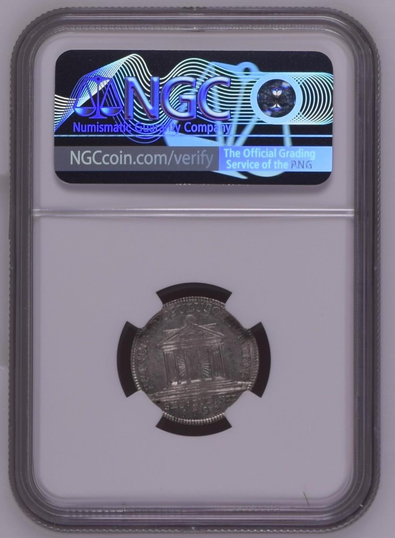长老汇龙年精选第十场拍卖 1782 M 奥地利萨尔茨堡1杜卡特银币，NGC AU55，更高分8枚，“OFF METAL STRIKE”错版币的一种，底板用错，应该用黄金底板
