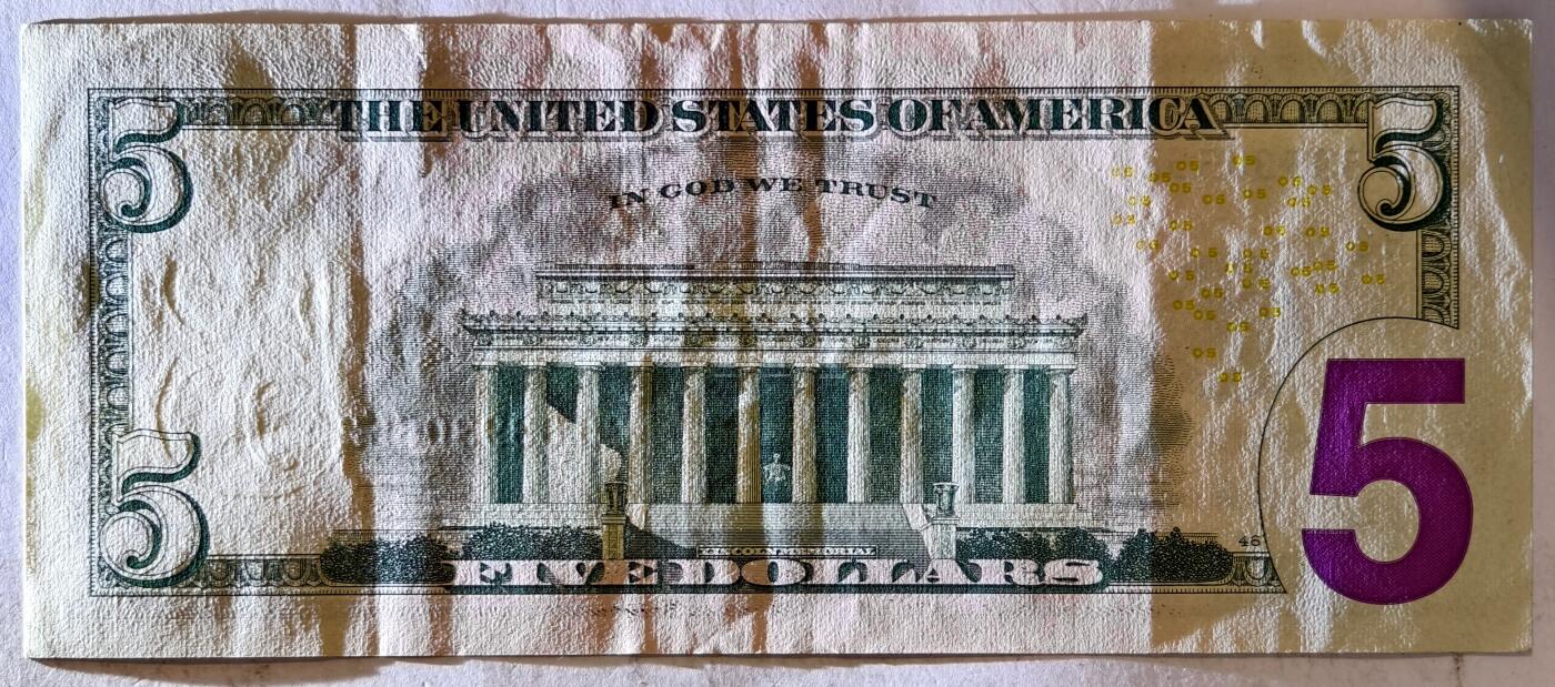 紫瑗钱币——第385期——纸币场 美国 2017年 B版 A序列 亚伯拉罕·林肯 5美元 彩色版 AU