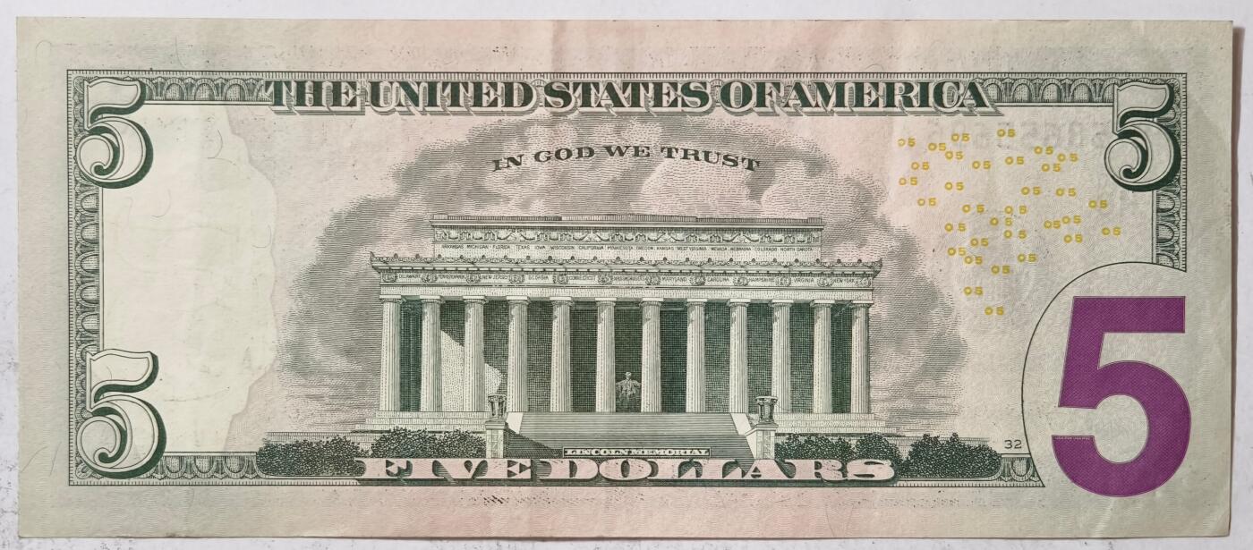 紫瑗钱币——第387期拍卖——纸币场 美国 2017年 H版 A序列 亚伯拉罕·林肯 5美元 彩色版 流通品