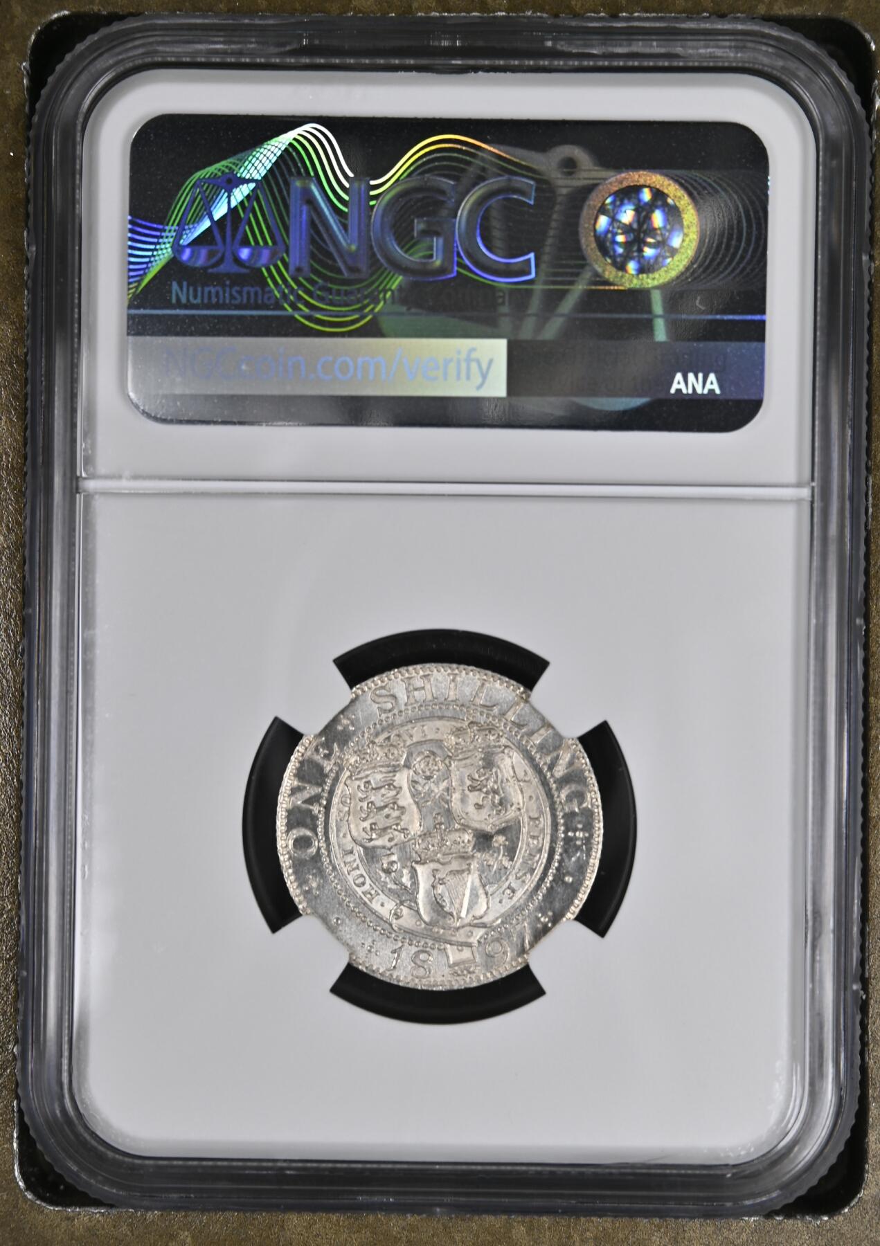 长老汇龙年精选第十场拍卖 1897 英国维多利亚1先令银币，NGC MS65分，更高分仅有10枚，无国界医生义卖标
