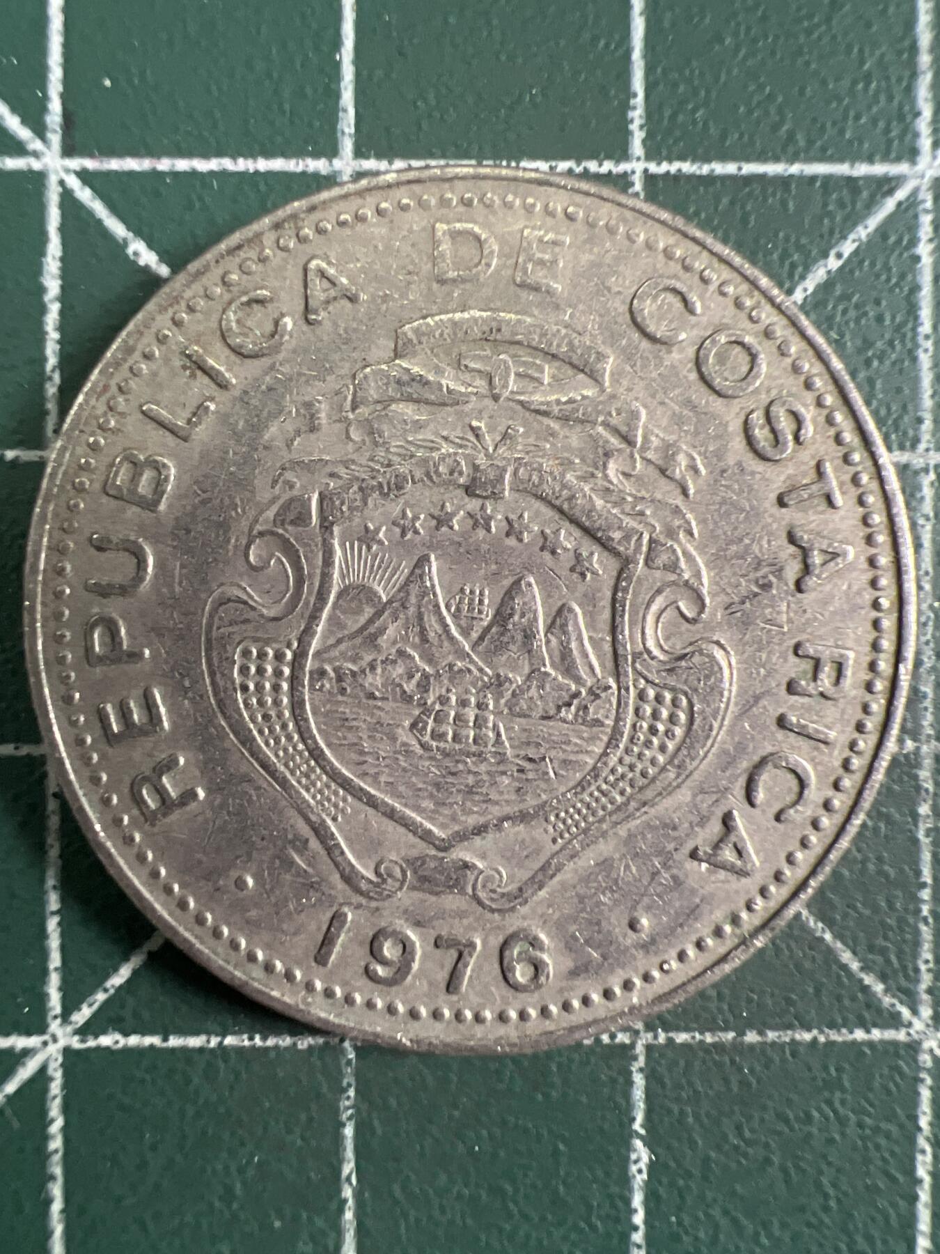 第656期 硬币场 （无押金，捡漏，全场50包邮，偏远地区除外，接收代拍业务，本店十天发一次货） 哥斯达黎加1克朗 1976年