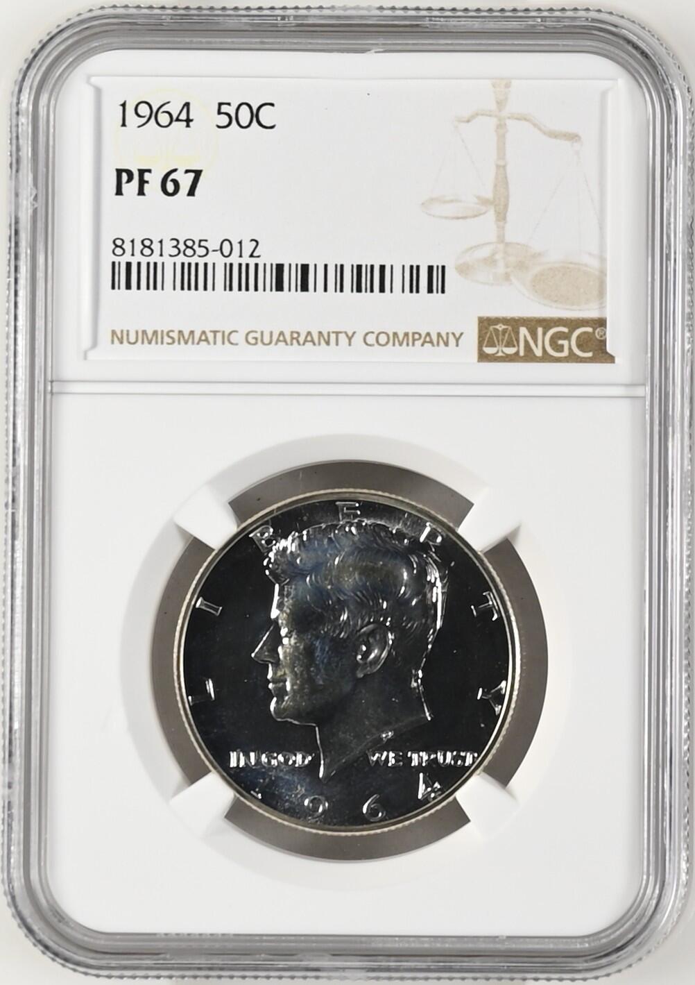 长老汇龙年精选第十场拍卖 1964美国肯尼迪半圆精制银币，NGC PF67，高银版