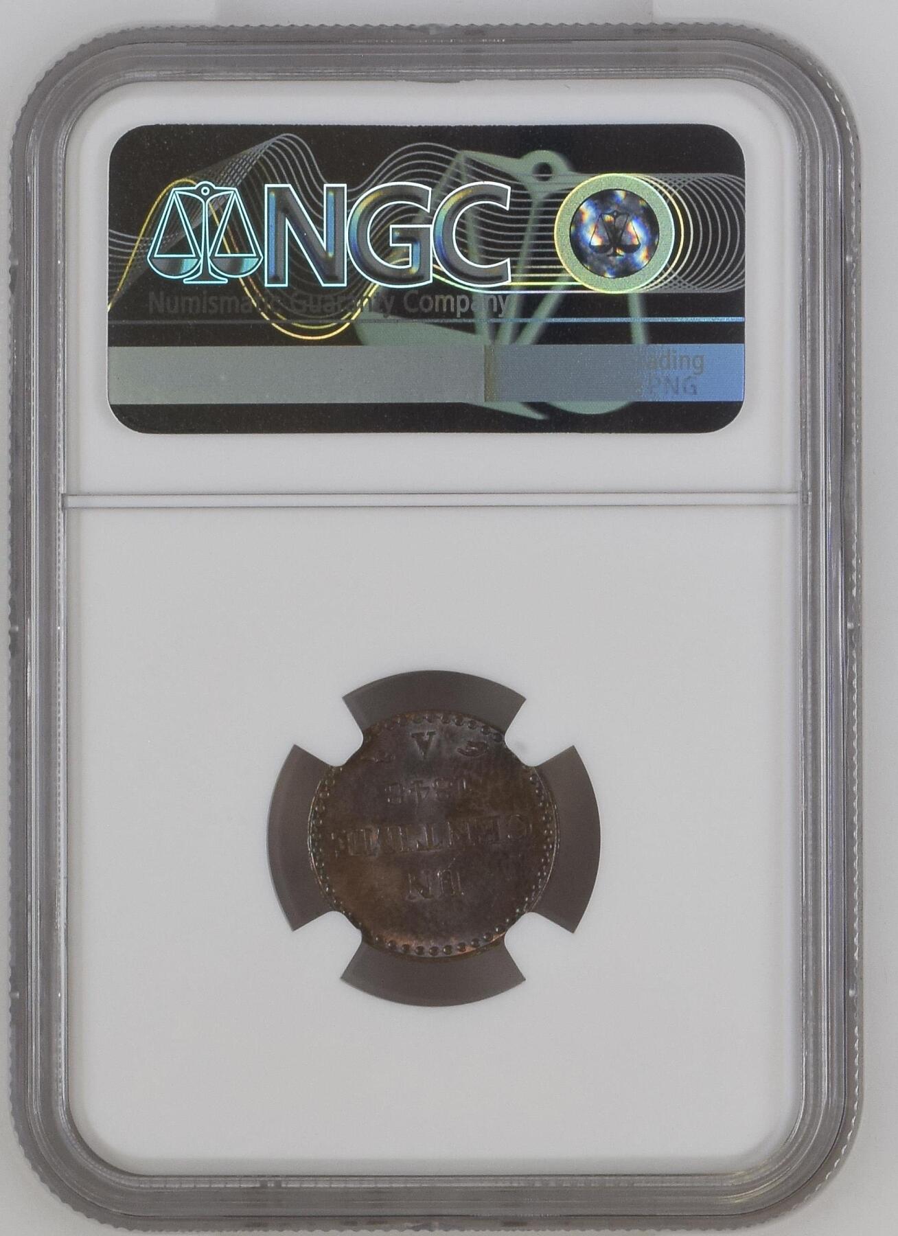长老汇龙年精选第十场拍卖 1848A 法国1分铜币，NGC MS64BN，更高12枚，实物更漂亮