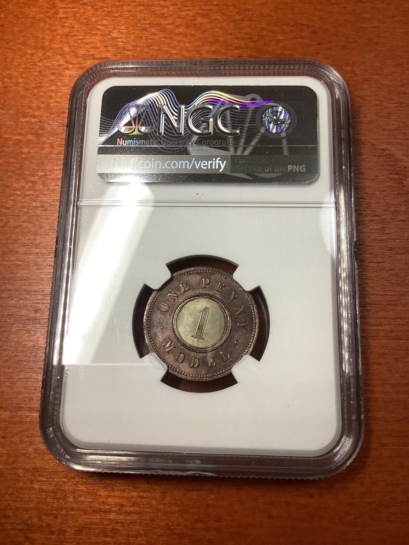 长老汇龙年精选第十场拍卖 (1844) 英国维多利亚1便士双金属样币，NGC MS61分，错版币，打偏5%