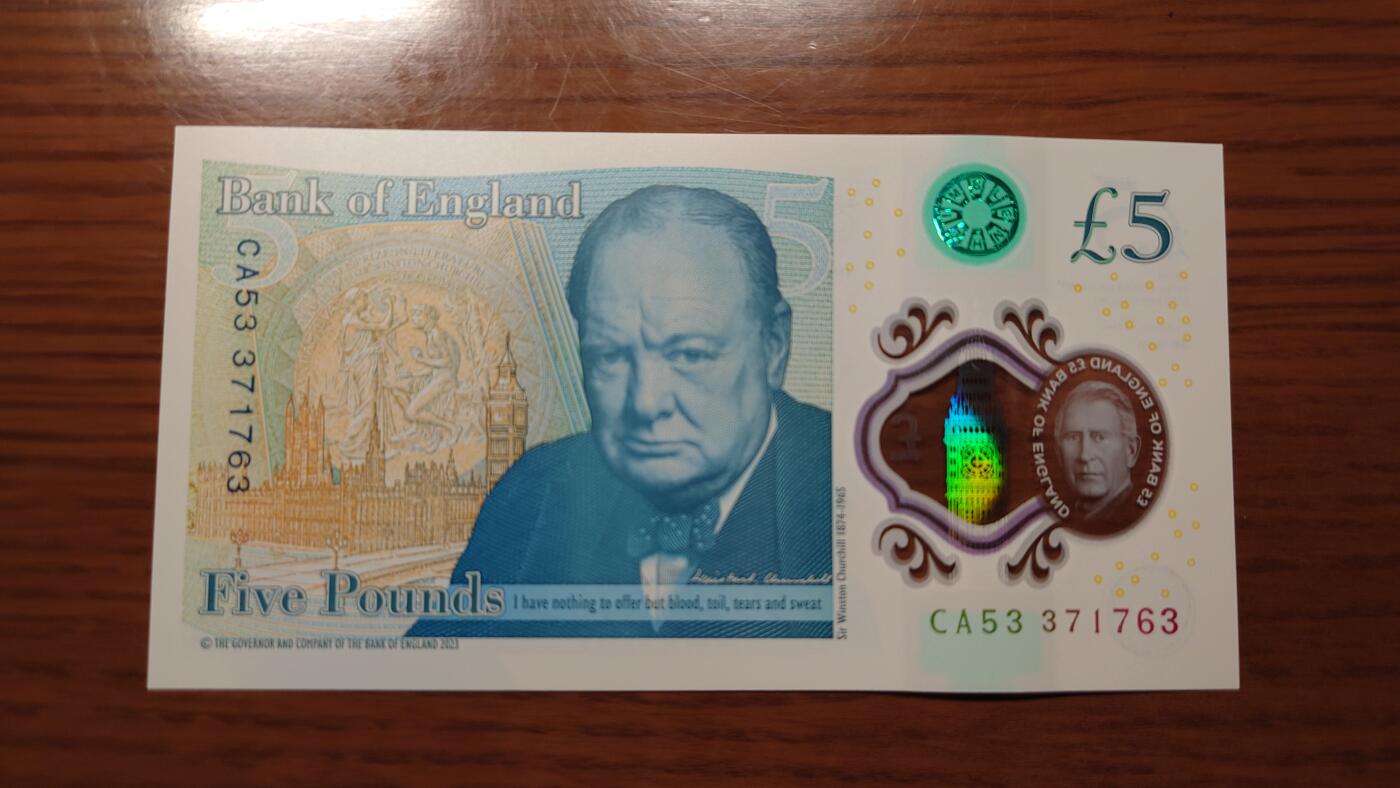 【世界钱币】精选微拍第120期暨2024年第31期  新到货查尔斯50镑，亚美尼亚全套，新版5000卢布等 【一口价售出】2023年英国G序列5镑查尔斯 全新绝品无4尾号763