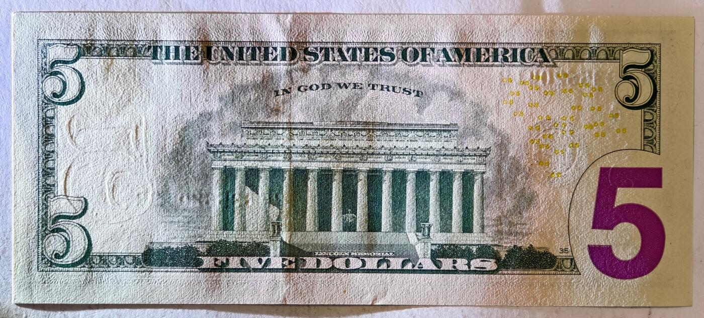 紫瑗钱币——第387期拍卖——纸币场 美国 2017年 F版 A序列 亚伯拉罕·林肯 5美元 彩色版 UNC