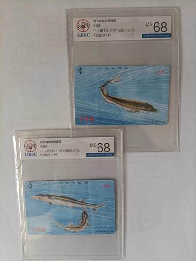 《卡拍》第297期拍卖7月20日晚22：10时延时截拍 湖北田村卡《中华鲟》二全新卡，公博评级MS68分。
