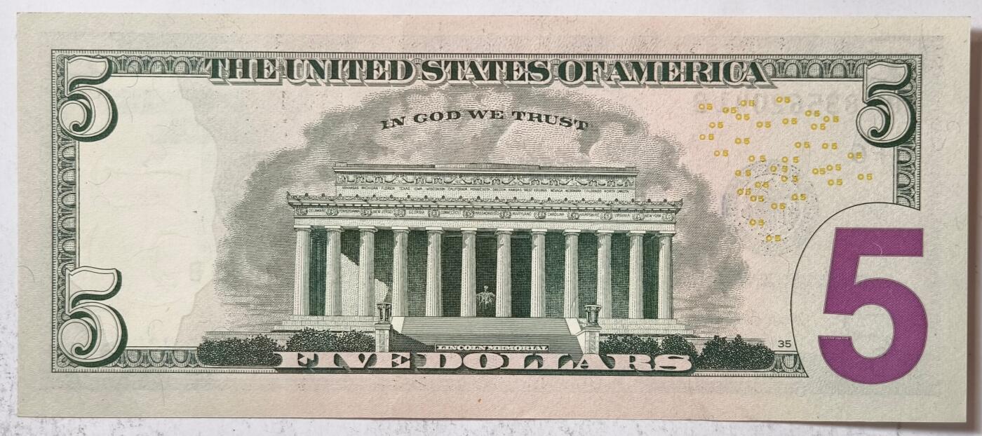 紫瑗钱币——第387期拍卖——纸币场 美国 2017年 F版 A序列 亚伯拉罕·林肯 5美元 彩色版 UNC